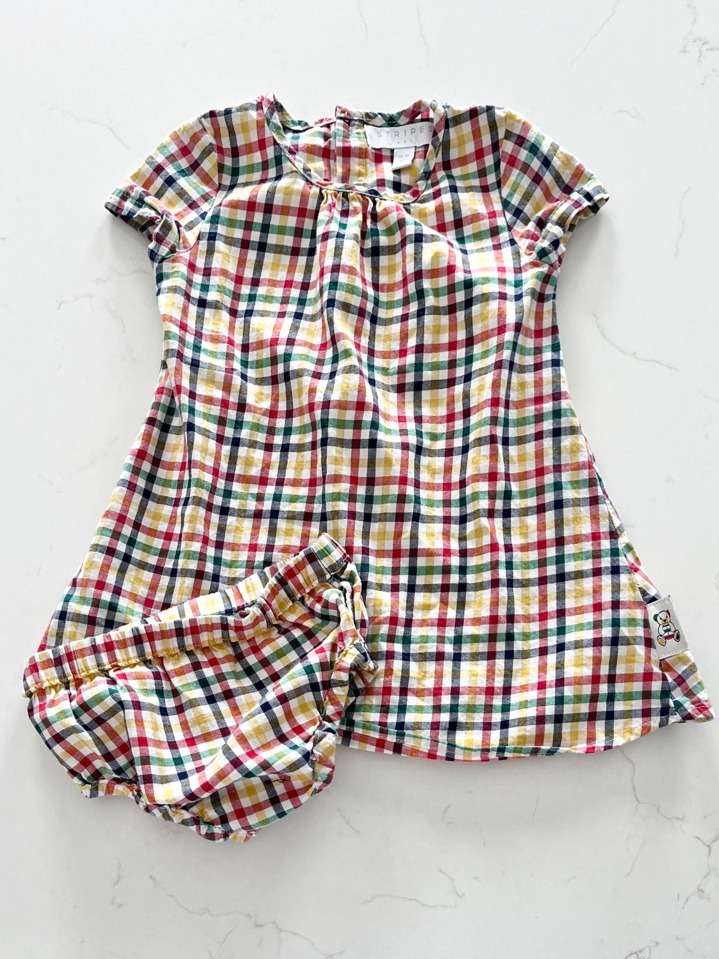 Stripes-Robe + culotte-18/24 mois