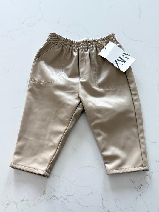 NEUF-Zara-Pantalon faux cuir-12/18 mois