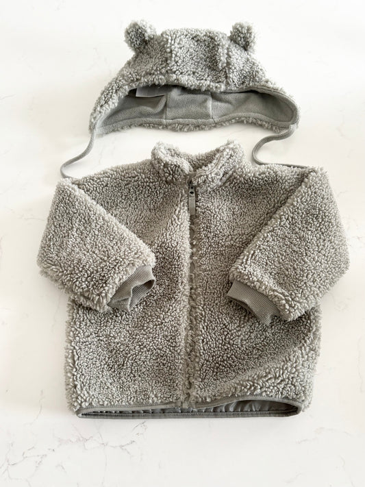 H&M-Veste/Manteau polar + tuque-12/18 mois