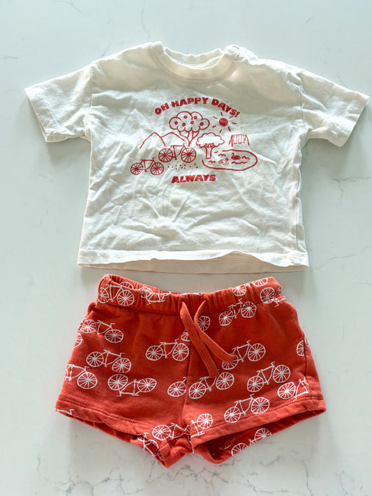 H&M-Ensemble-6/9 mois ( t shirt imparfait)