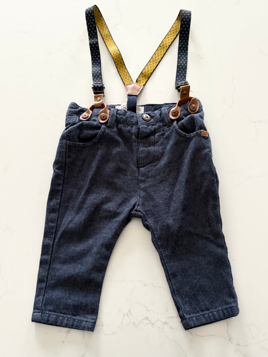 Zara-Pantalon + bretelles-6/9 mois