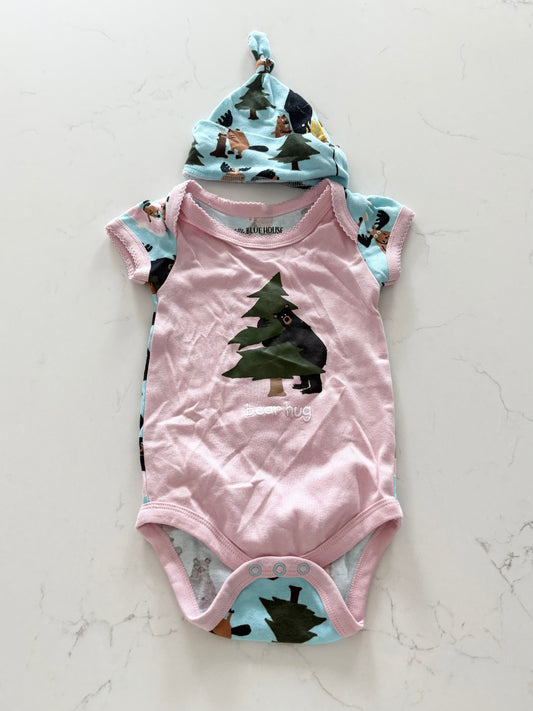 NEUF-Hatley-Cache couche + bonnet-6/12 mois
