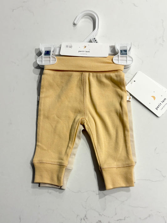 NEUF-Petit lem-Pantalon-Nb ( beige/jaune)